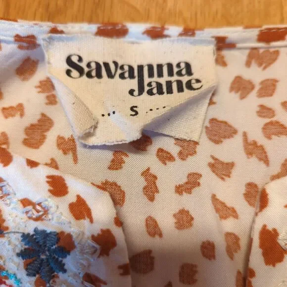 Savanna Jane Top Womens Small Floral Embroidered Boho Cottagecore - Picture 6 of 8